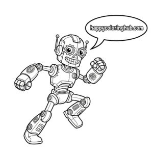 Simple steampunk robots coloring page