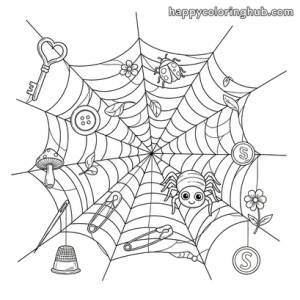 Spider web coloring page