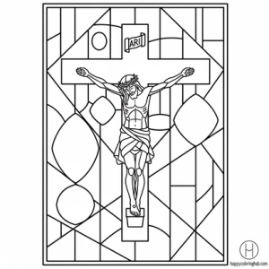 Stained glass religious coloring page