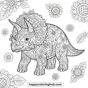 Triceratops coloring page for kids