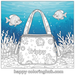 Trippy bags coloring page for relaxation