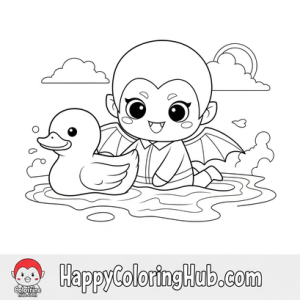 Vampires swimming coloring page for teens
