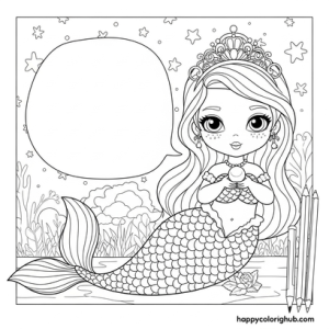 Victorian mermaids coloring page for kids