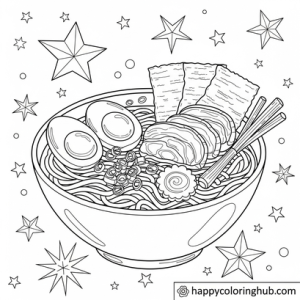 Vintage ramen coloring page for seniors