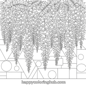 Wisteria coloring page for adults