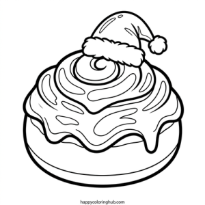 Donuts christmas coloring page for kids
