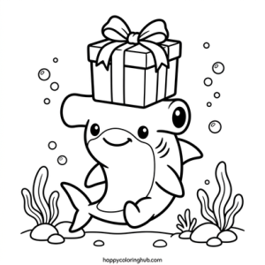 Sharks christmas coloring page