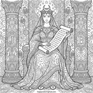 Vintage tarot cards coloring page for adults
