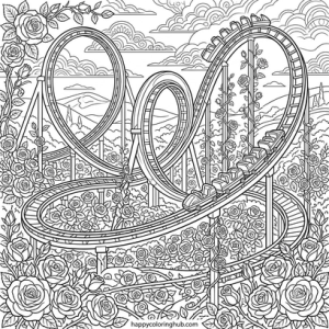 Amusement parks valentine coloring page for adults