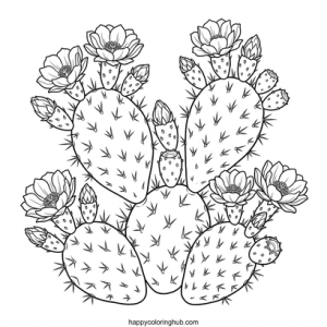 Succulents and cacti coloring page
