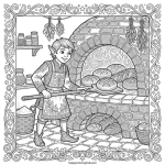 Elves baking coloring page for women