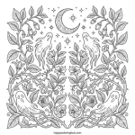 Stained glass ghosts coloring page