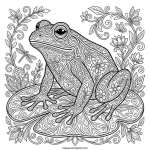 Simple stained glass toads coloring page