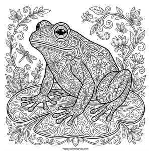 Simple stained glass toads coloring page