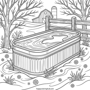 Farms winter coloring page for anxiety relief