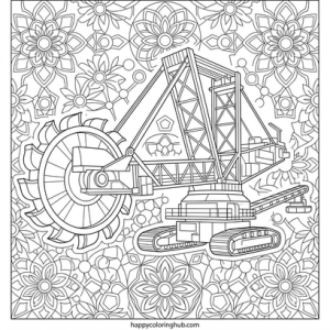 Art nouveau construction vehicles coloring page for men