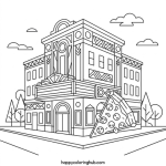 Cities eating pizza coloring page