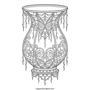 Scary pastel goth bubble tea coloring page