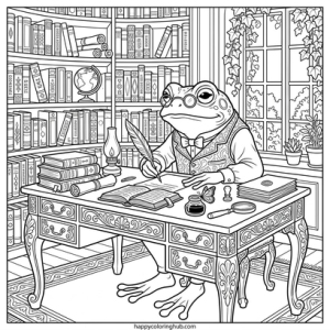 Victorian toads coloring page for seniors