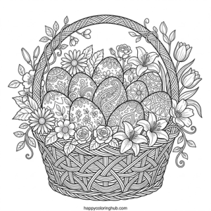 Cozy easter morning coloring page