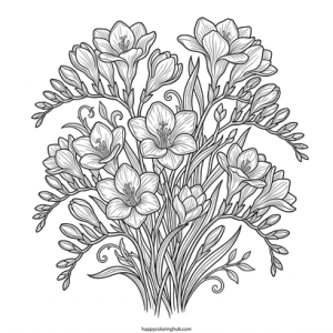Freesia coloring page for adults