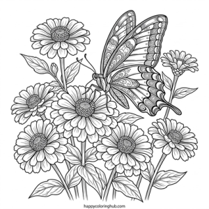 Butterfly garden coloring page
