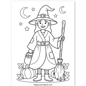 Halloween witches coloring page