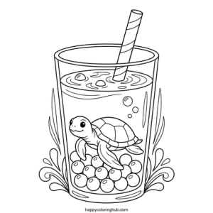 Bubble tea fishing coloring pages