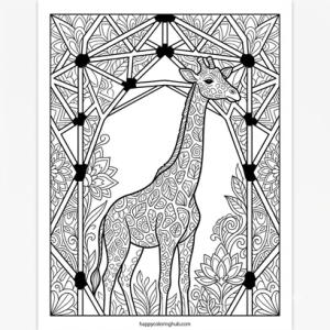 Complex stained glass zoos coloring page