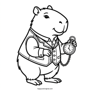 Victorian capybaras coloring page for kids