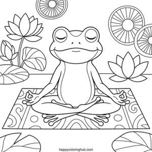 Frogs working out coloring pages