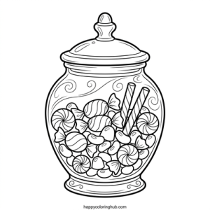 Bold and easy candy jar coloring page