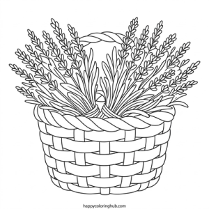 Lavender field coloring page for adults
