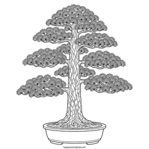 Bonsai gardening coloring page