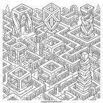 Surreal amusement parks coloring page for relaxation