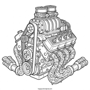 Muscle cars eating pizza coloring page for men