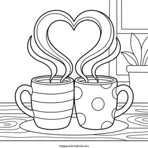 Valentines couples coloring page
