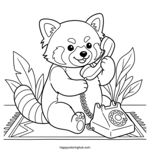 Easy retro 90s red pandas coloring page