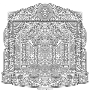 Beautiful trippy circus coloring page