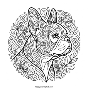 Minimalist french bulldogs coloring page