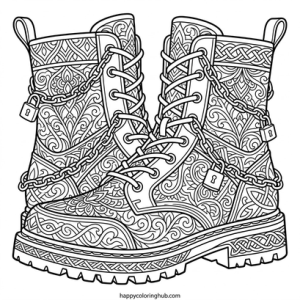 Creepy kawaii sneakers coloring page for adults