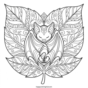 Bats doing yoga coloring page for kids