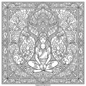 Mosaic elves coloring page for seniors