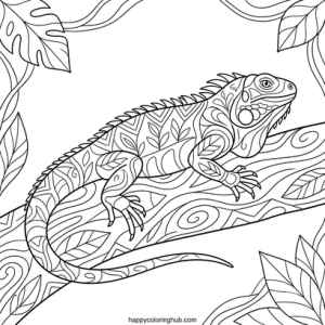Iguana coloring page