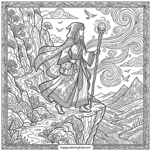 Wizards hiking coloring pages