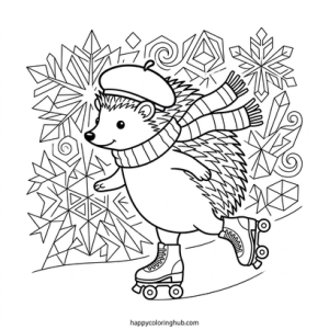 Hedgehogs skating coloring page for women