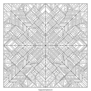 Complex trippy cities coloring page