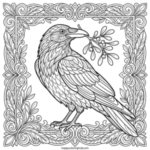 Ravens christmas coloring page for women