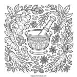 Witches celebration coloring page for anxiety relief