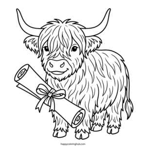 Renaissance highland cows coloring page for kids